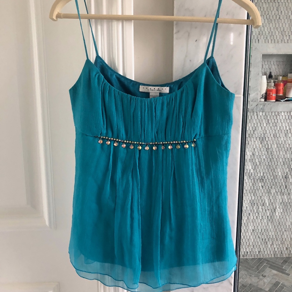 Laundry by Shelli Segal Teal Silk Cami Tank Blouse